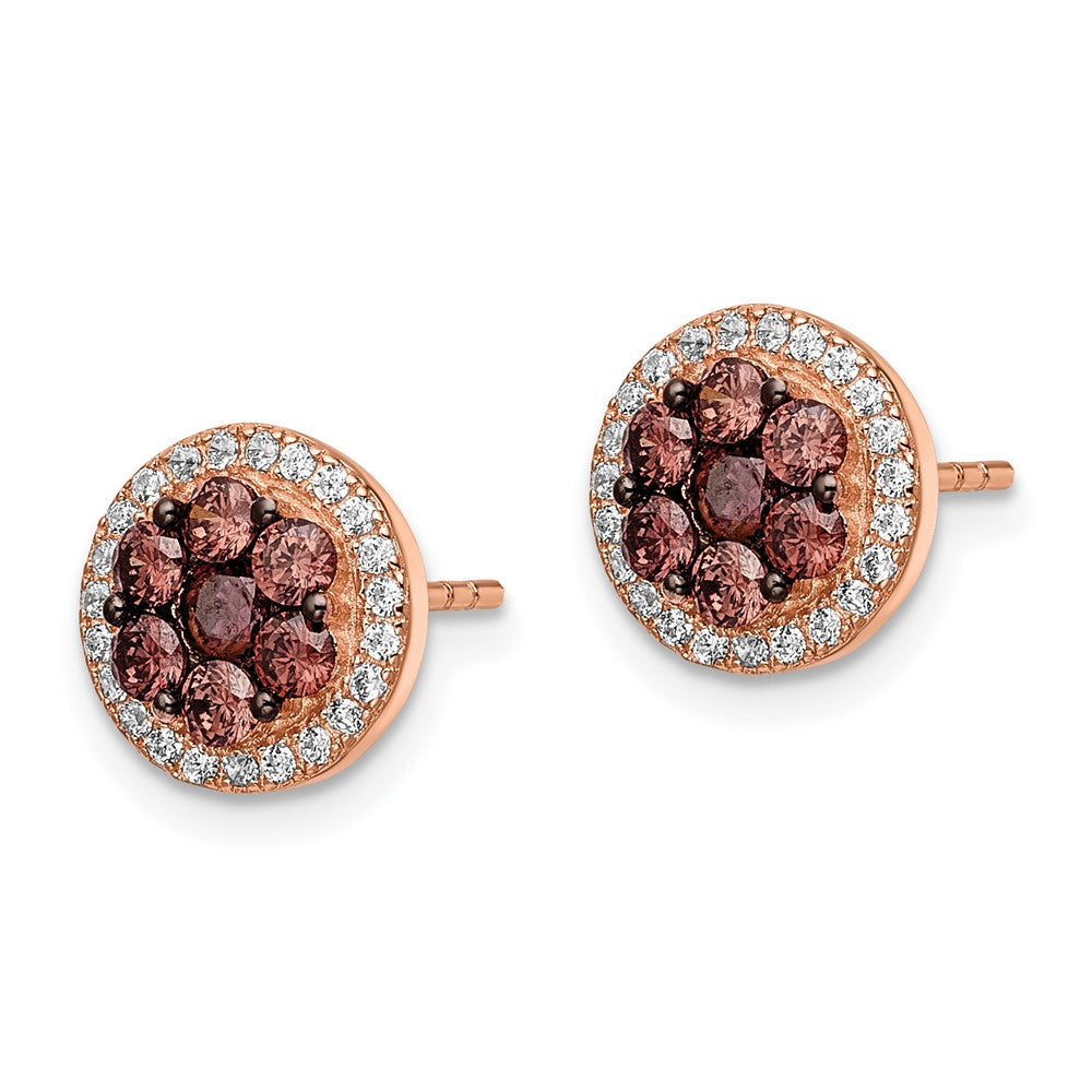 FJC Finejewelers 925 Sterling Silver Button Rose-tone Black Rhodium-plated CZ Fancy Post Earrings 9 mm