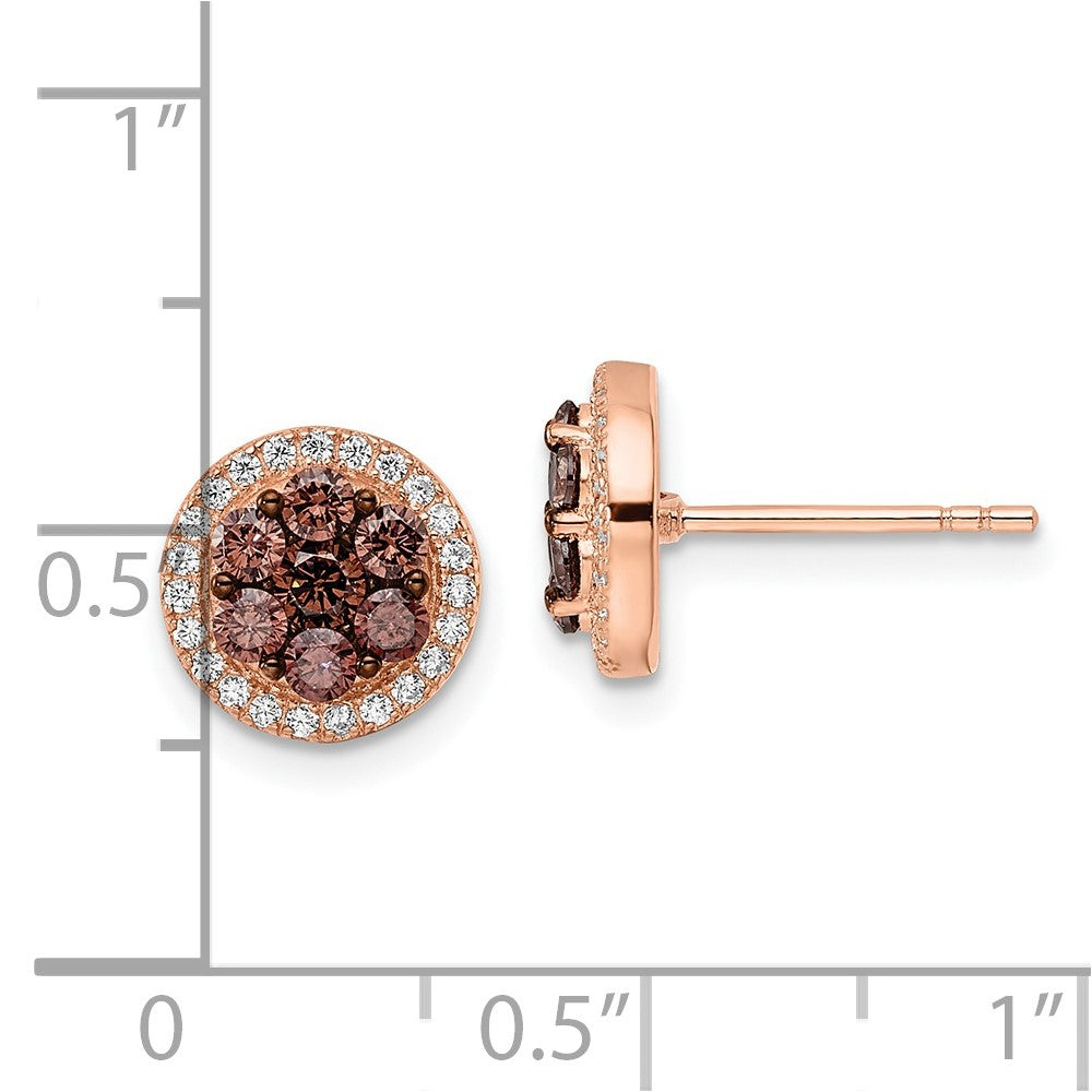 FJC Finejewelers 925 Sterling Silver Button Rose-tone Black Rhodium-plated CZ Fancy Post Earrings 9 mm