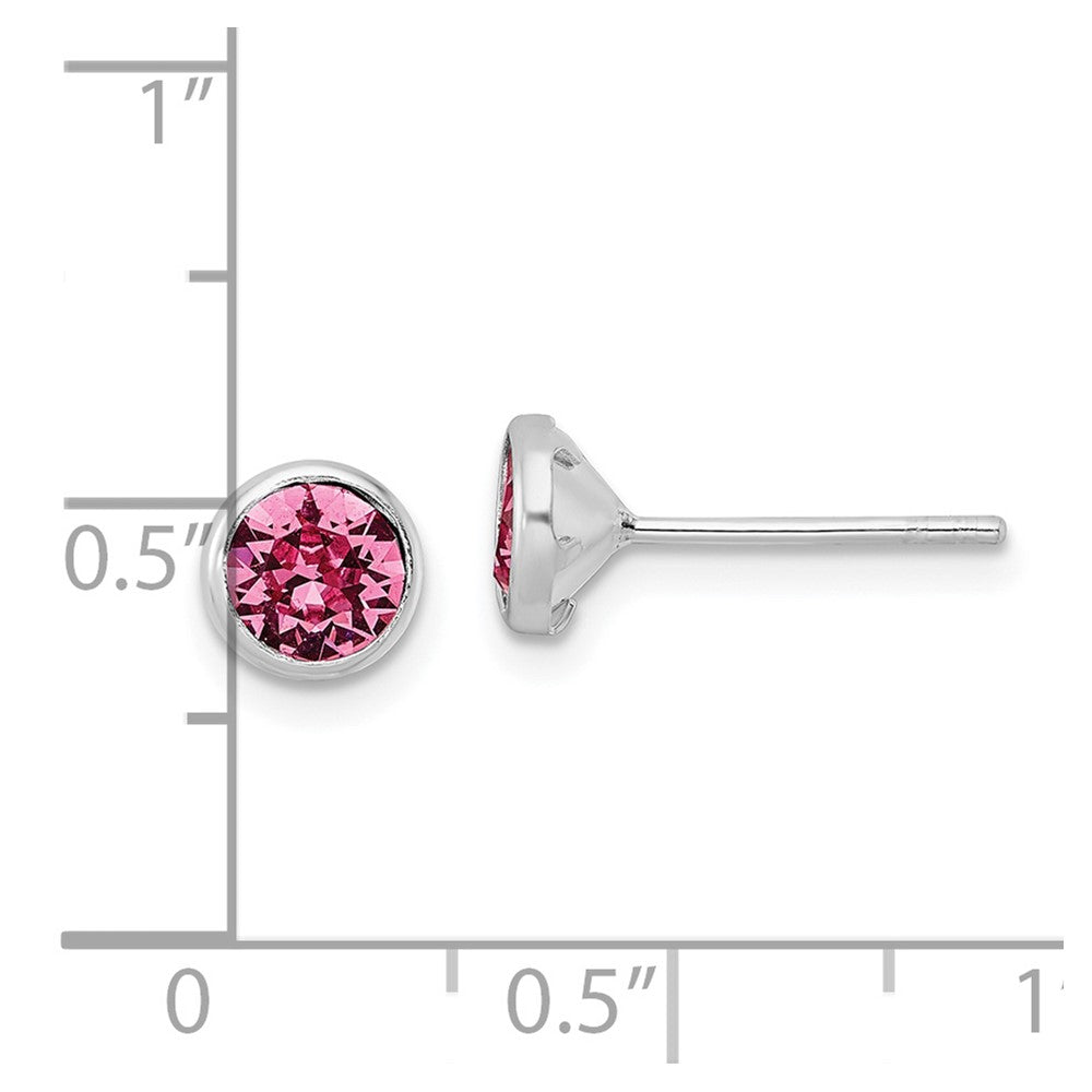FJC Finejewelers 925 Sterling Silver 5mm Pink Crystal Bezel Stud Earrings 6 mm x 6 mm