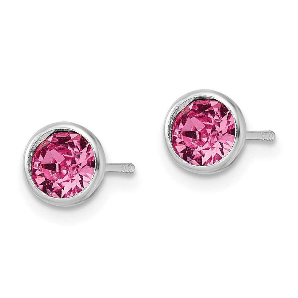 FJC Finejewelers 925 Sterling Silver 5mm Pink Crystal Bezel Stud Earrings 6 mm x 6 mm