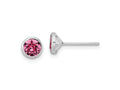 FJC Finejewelers 925 Sterling Silver 5mm Pink Crystal Bezel Stud Earrings 6 mm x 6 mm