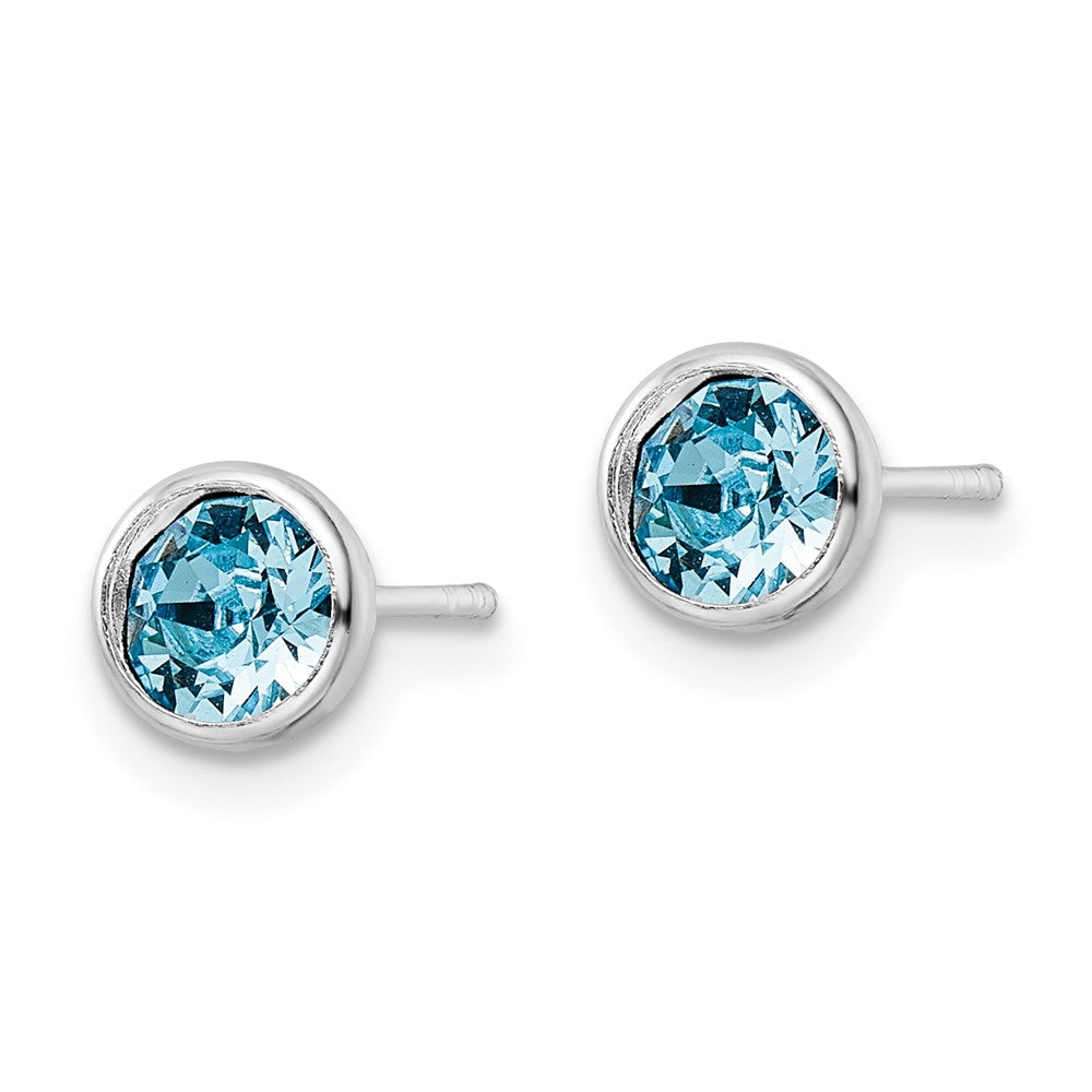 FJC Finejewelers 925 Sterling Silver Rhodium Plated Polished Blue Crystal Bezel Stud Earrings 6 x 6 mm