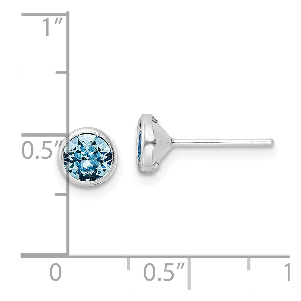 FJC Finejewelers 925 Sterling Silver Rhodium Plated Polished Blue Crystal Bezel Stud Earrings 6 x 6 mm