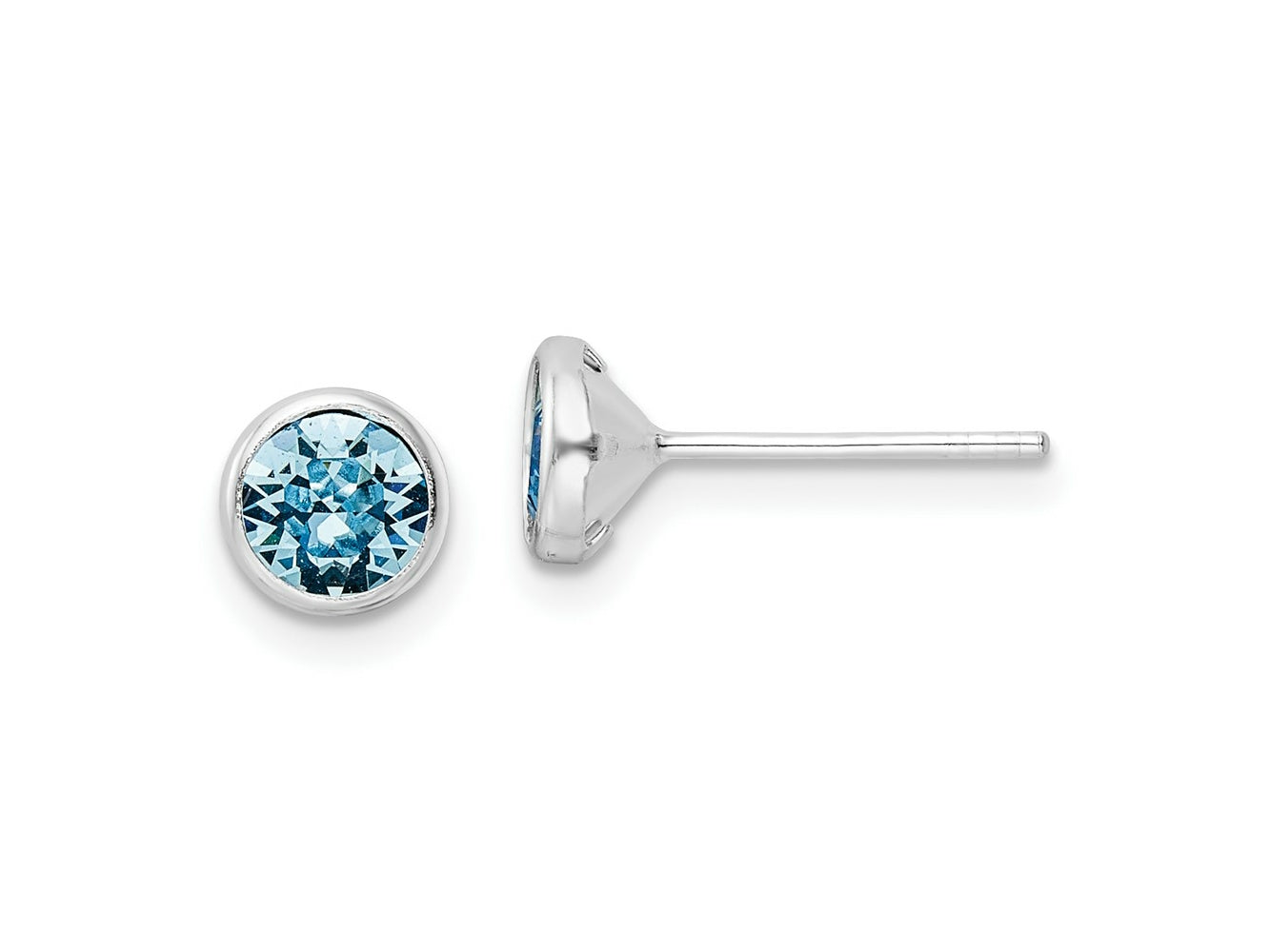 FJC Finejewelers 925 Sterling Silver Rhodium Plated Polished Blue Crystal Bezel Stud Earrings 6 x 6 mm