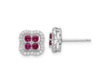 FJC Finejewelers 925 Sterling Silver Button  Created Ruby and CZ Clover Post Earrings 10 x 10 mm