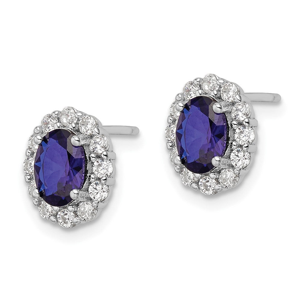 FJC Finejewelers 925 Sterling Silver Button  Polished Blue and White CZ Oval Post Earrings 11 x 9 mm
