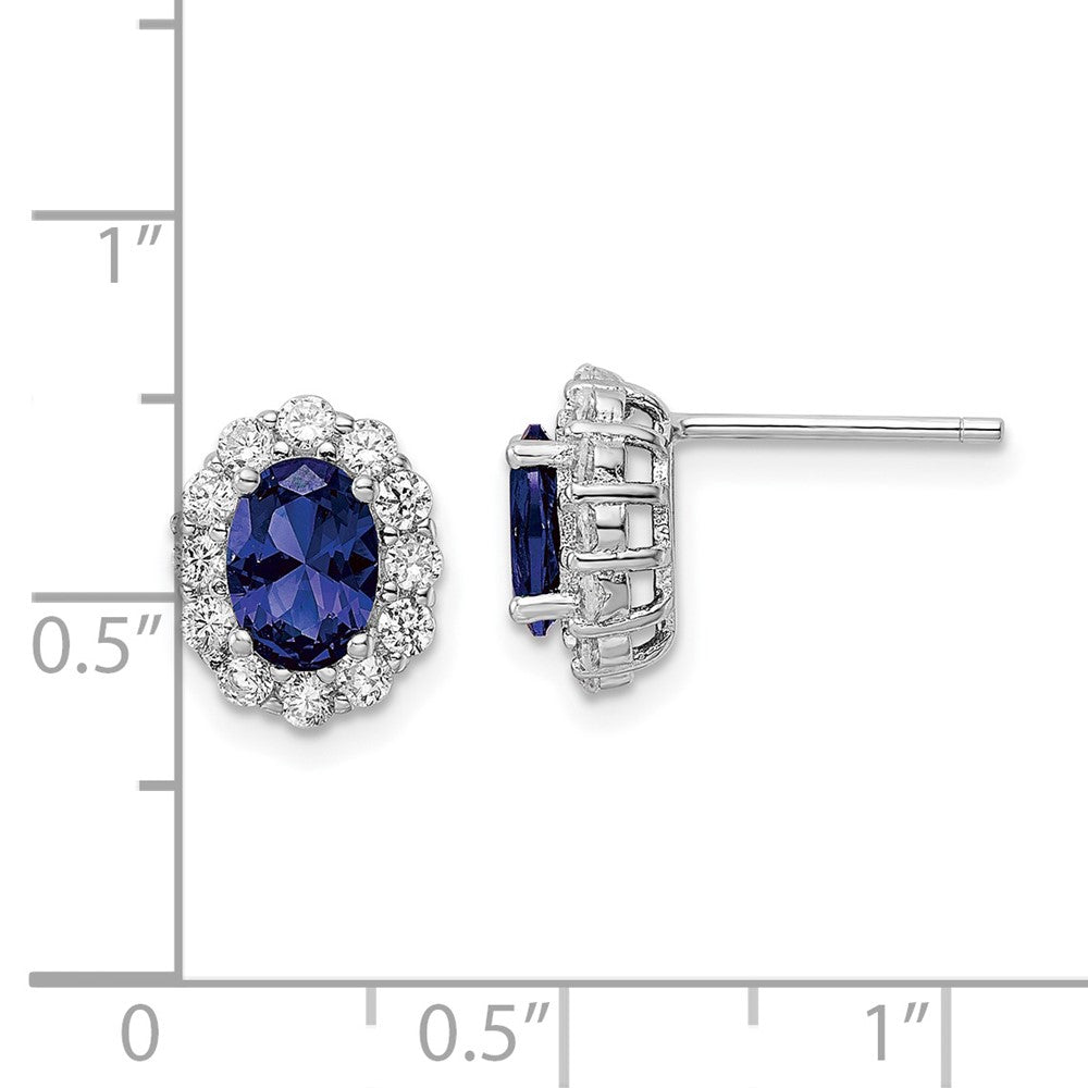 FJC Finejewelers 925 Sterling Silver Button  Polished Blue and White CZ Oval Post Earrings 11 x 9 mm