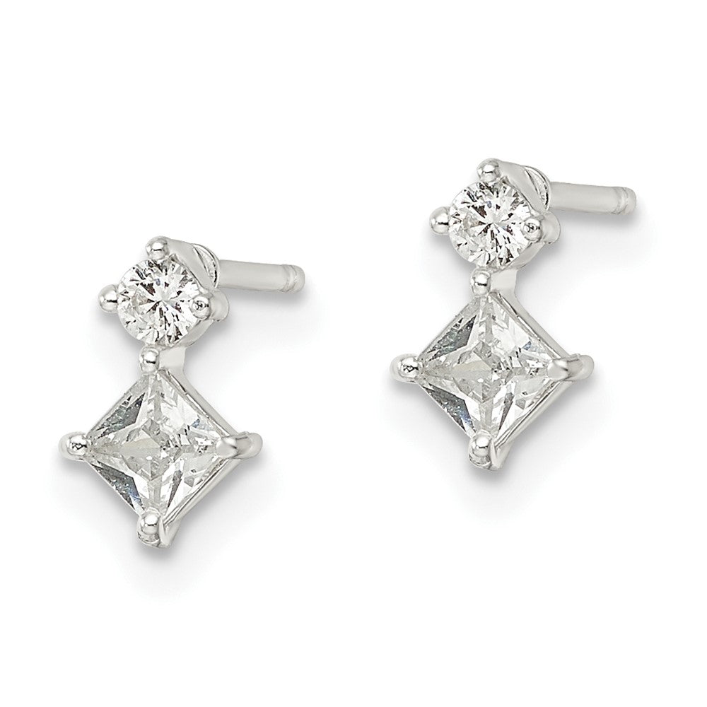 FJC Finejewelers 925 Sterling Silver Button Polished Two Square CZ Post Earrings 7 x 5 mm