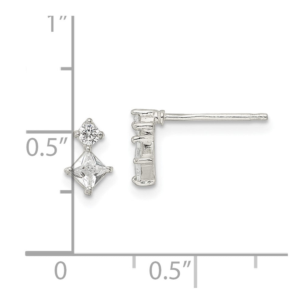 FJC Finejewelers 925 Sterling Silver Button Polished Two Square CZ Post Earrings 7 x 5 mm