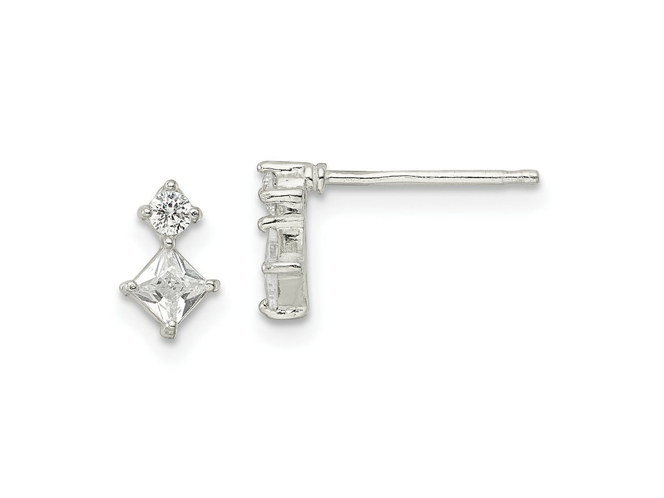 FJC Finejewelers 925 Sterling Silver Button Polished Two Square CZ Post Earrings 7 x 5 mm