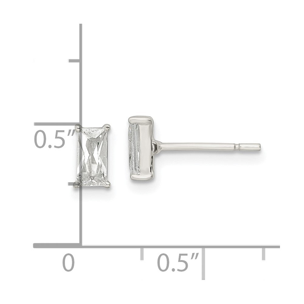 FJC Finejewelers 925 Sterling Silver Polished 6x Emerald-shape CZ Stud Earrings 6 x 3 mm