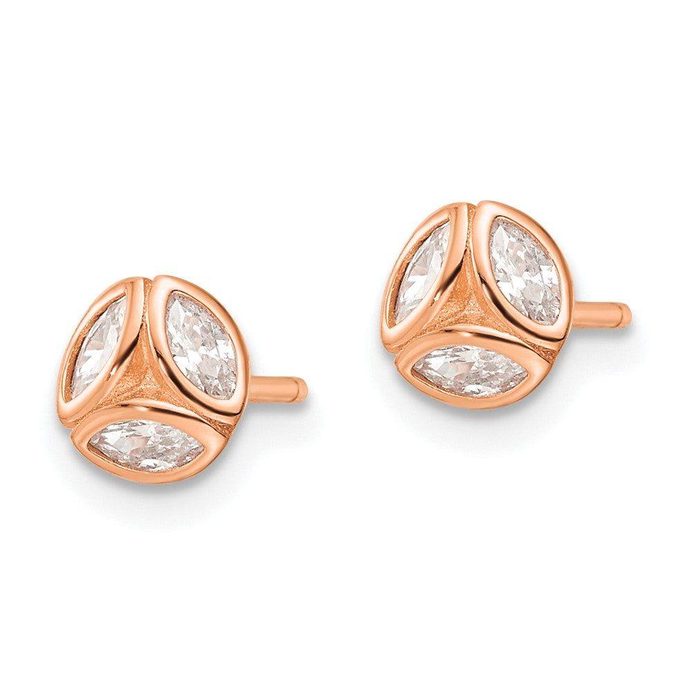 FJC Finejewelers 925 Sterling Silver Button Rose-tone Polished CZ Circle Post Earrings 6 x 6 mm
