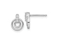 FJC Finejewelers 925 Sterling Silver Button Rhodium Plated Polished CZ Circles Post Earrings 10 x 7 mm