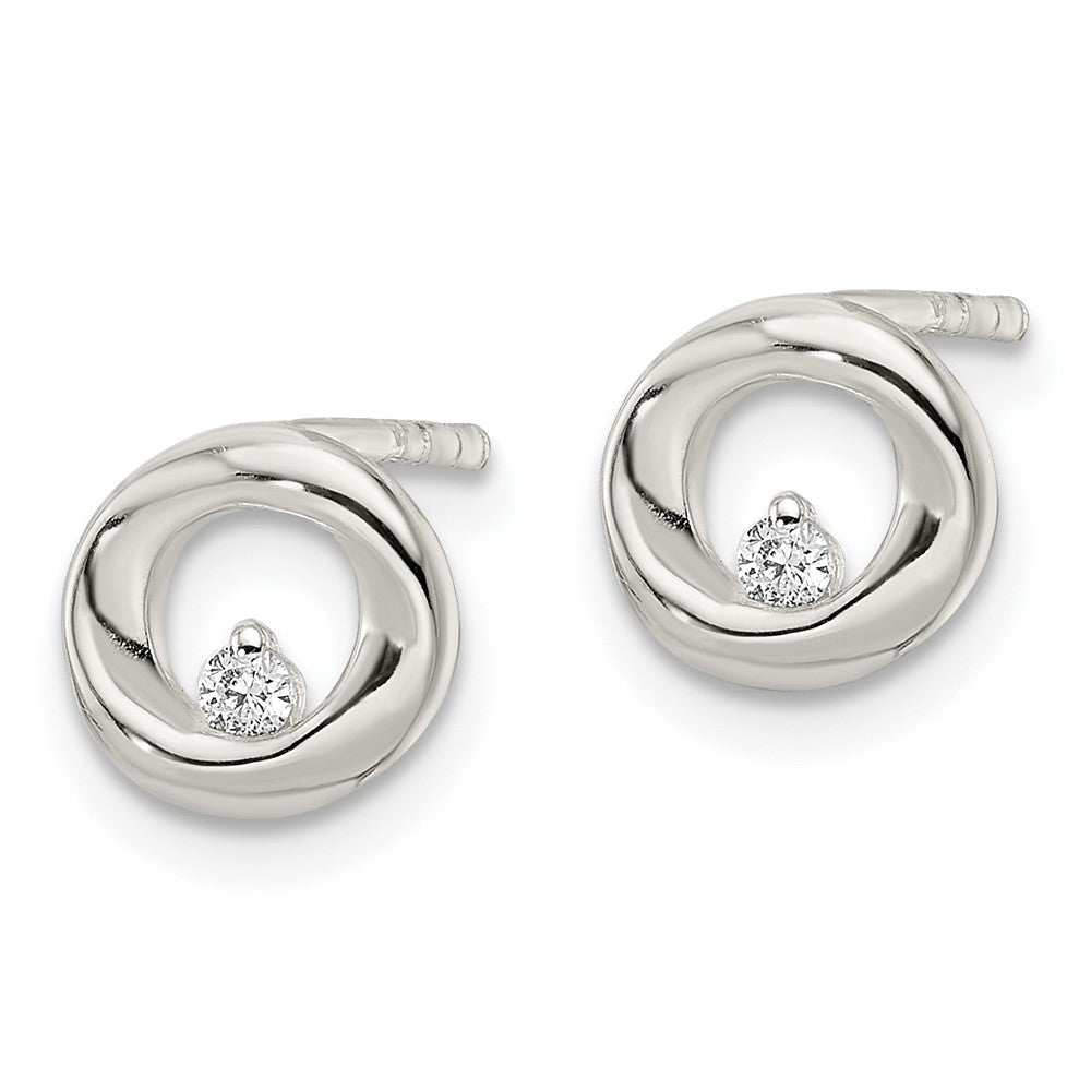 FJC Finejewelers 925 Sterling Silver Button Polished CZ Circle Post Earrings 8 x 8 mm