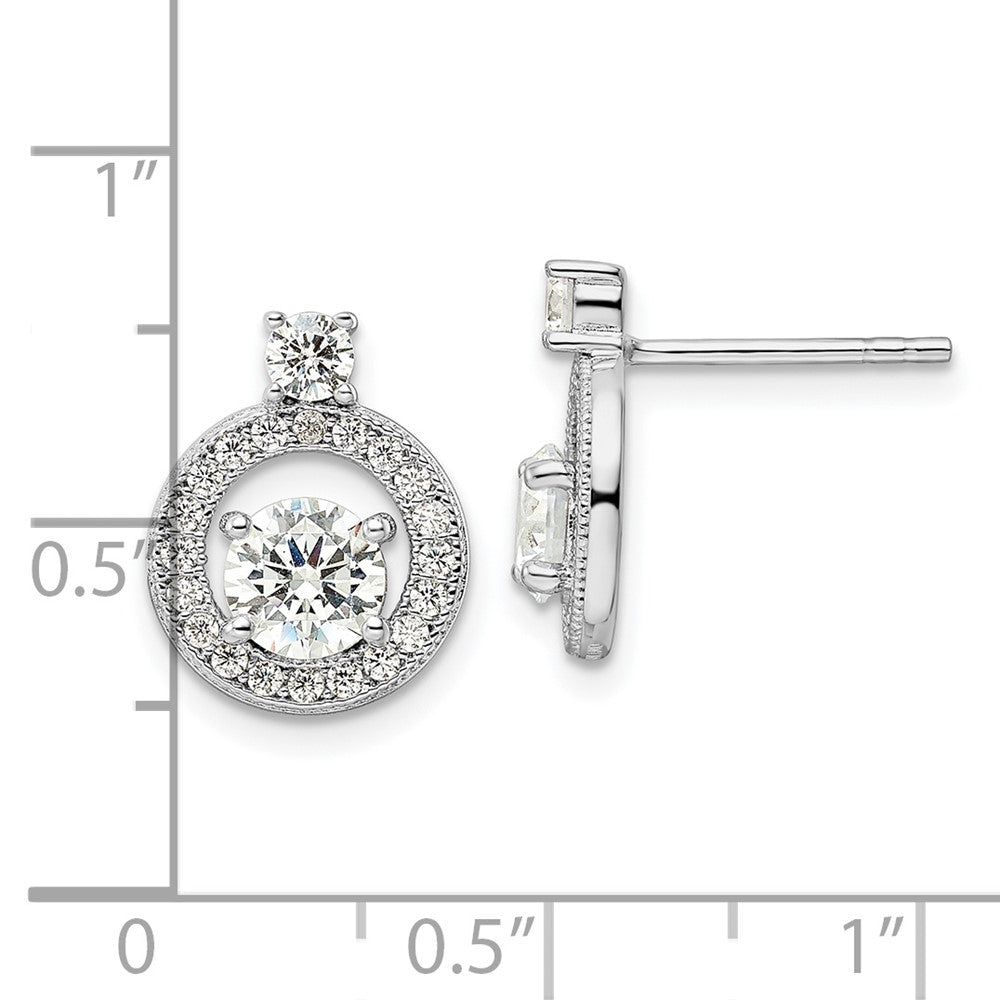 FJC Finejewelers 925 Sterling Silver Button  Polished CZ Halo Circle Post Earrings 14 x 11 mm