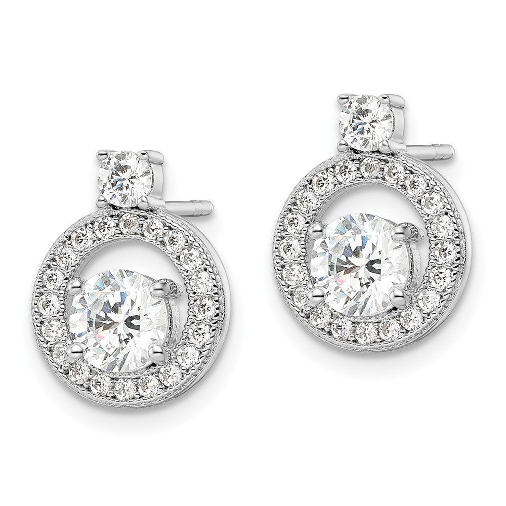 FJC Finejewelers 925 Sterling Silver Button  Polished CZ Halo Circle Post Earrings 14 x 11 mm