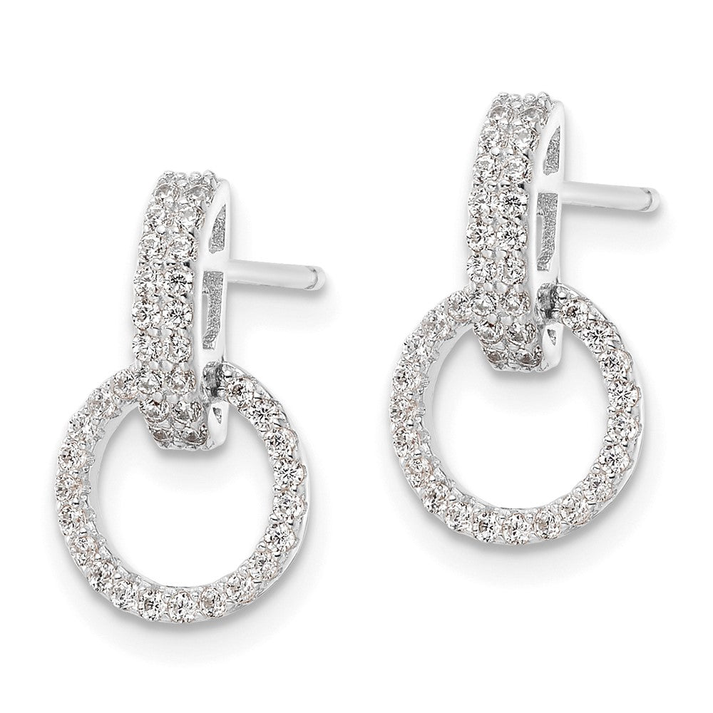FJC Finejewelers 925 Sterling Silver Rhodium Plated Polished CZ Circle Post Dangle Earrings 15 x 9 mm