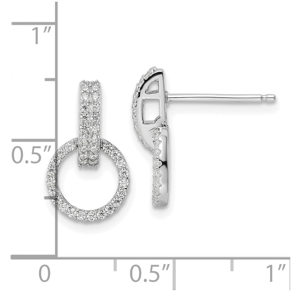 FJC Finejewelers 925 Sterling Silver Rhodium Plated Polished CZ Circle Post Dangle Earrings 15 x 9 mm