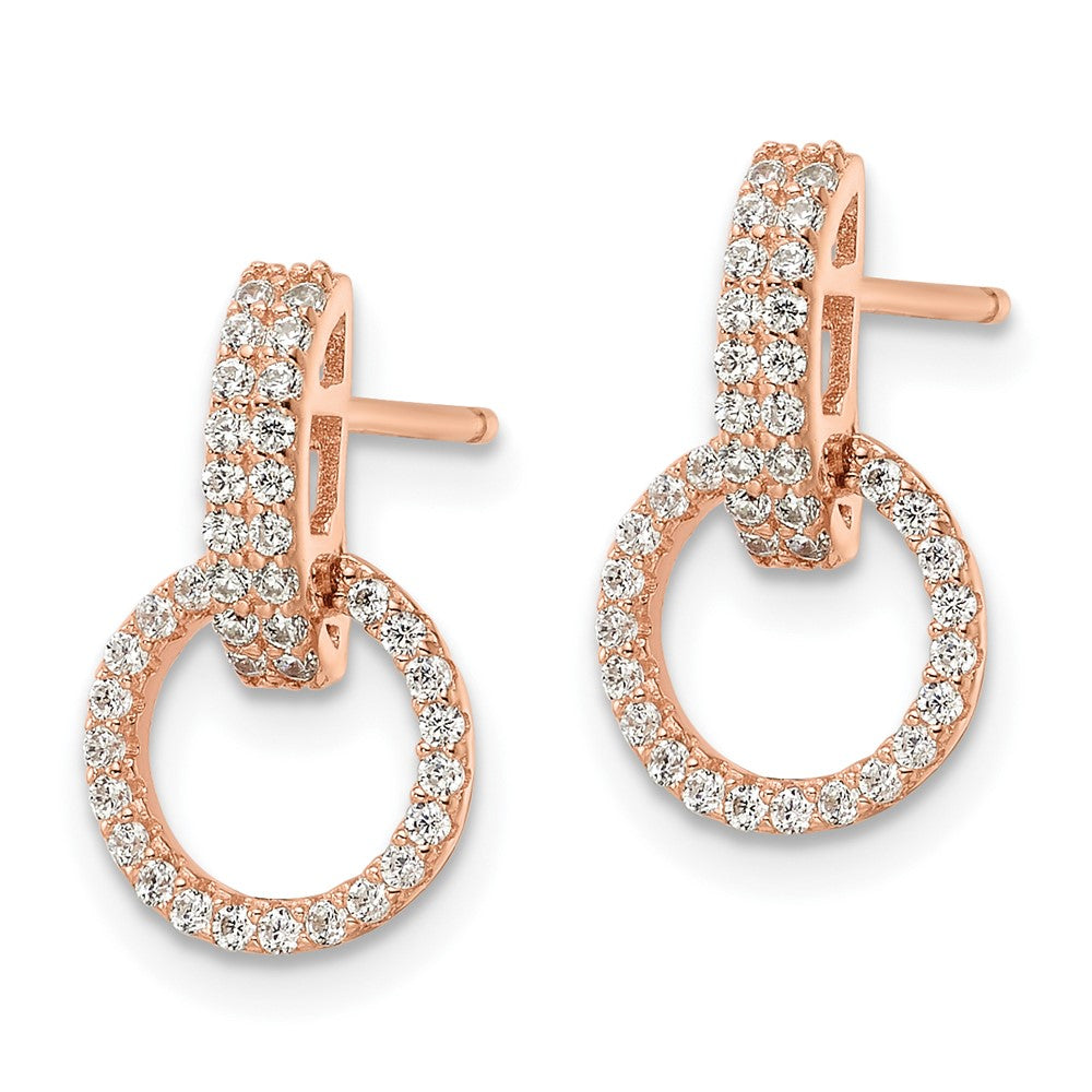 FJC Finejewelers 925 Sterling Silver Rose-tone Polished CZ Circle Post Dangle Earrings 15 x 9 mm