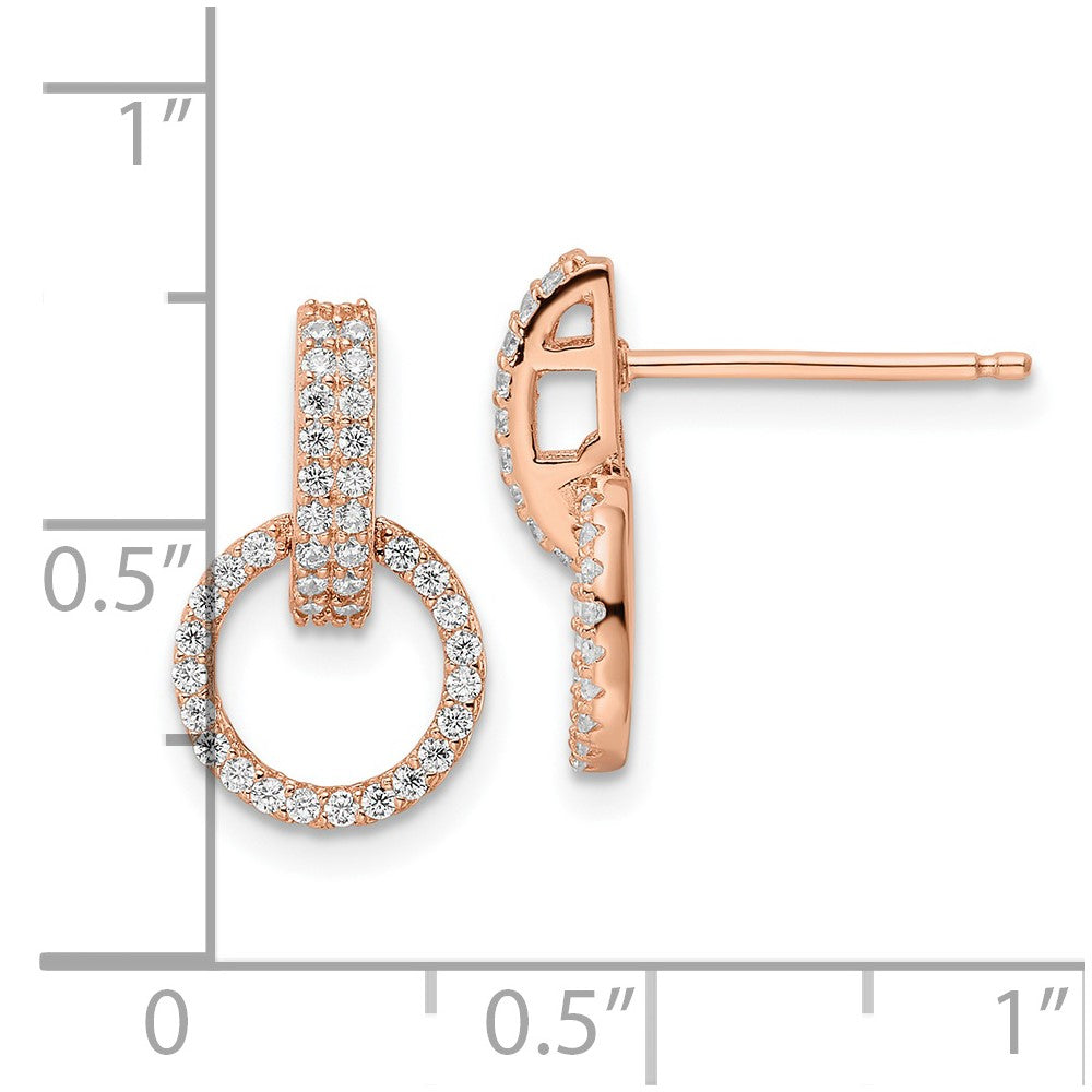FJC Finejewelers 925 Sterling Silver Rose-tone Polished CZ Circle Post Dangle Earrings 15 x 9 mm