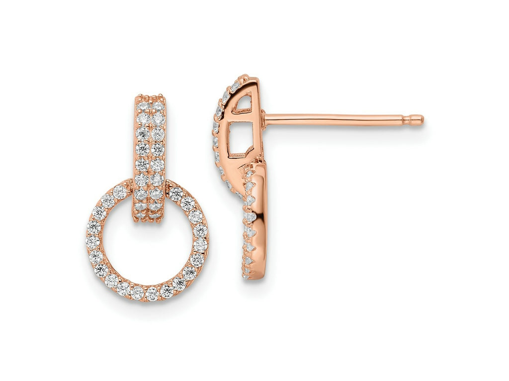 FJC Finejewelers 925 Sterling Silver Rose-tone Polished CZ Circle Post Dangle Earrings 15 x 9 mm