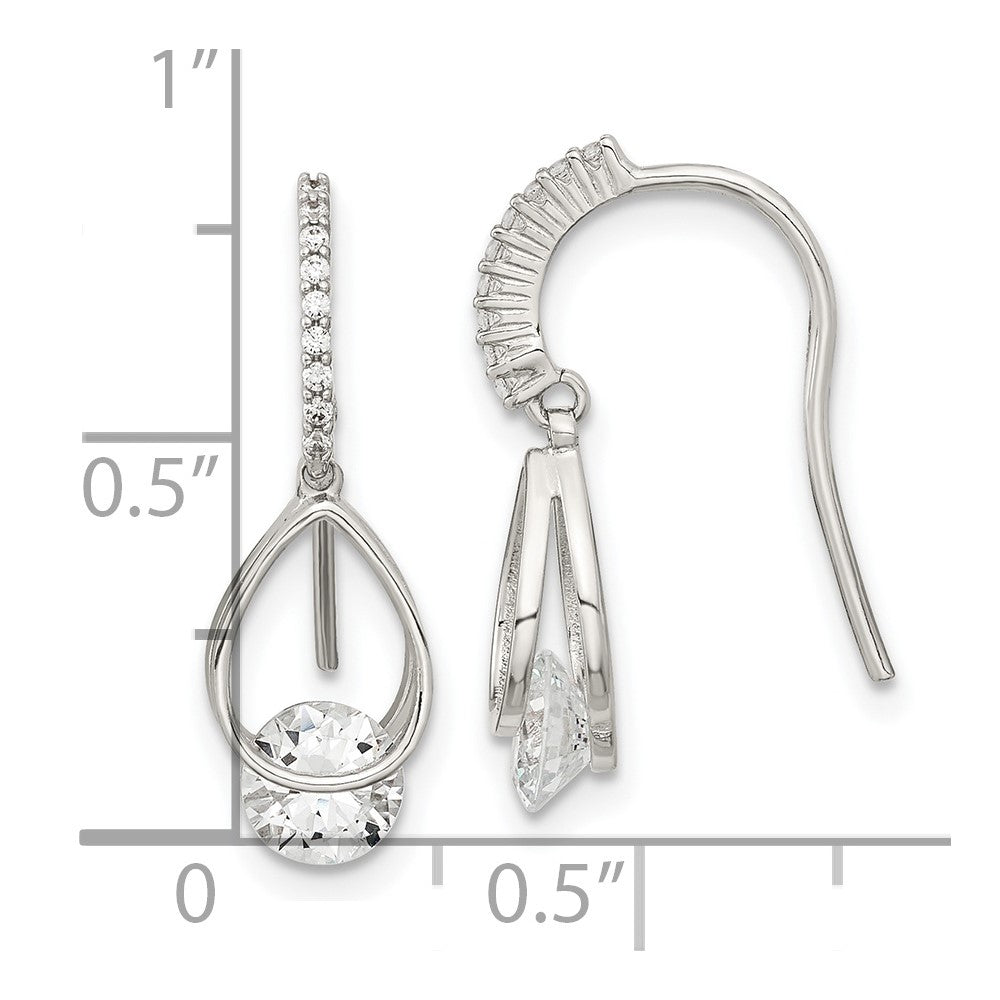 FJC Finejewelers 925 Sterling Silver Rhodium Plated Polished Fancy CZ Dangle Earrings 18 x 6 mm