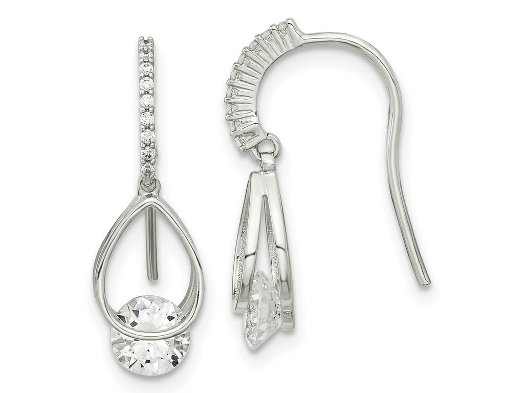 FJC Finejewelers 925 Sterling Silver Rhodium Plated Polished Fancy CZ Dangle Earrings 18 x 6 mm