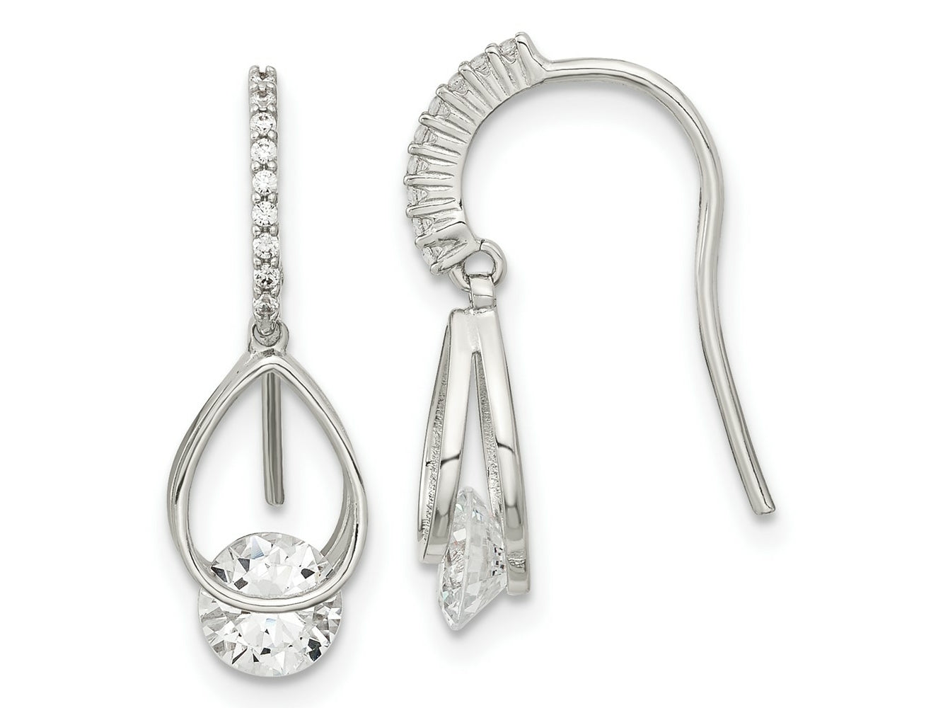 FJC Finejewelers 925 Sterling Silver Rhodium Plated Polished Fancy CZ Dangle Earrings 18 x 6 mm