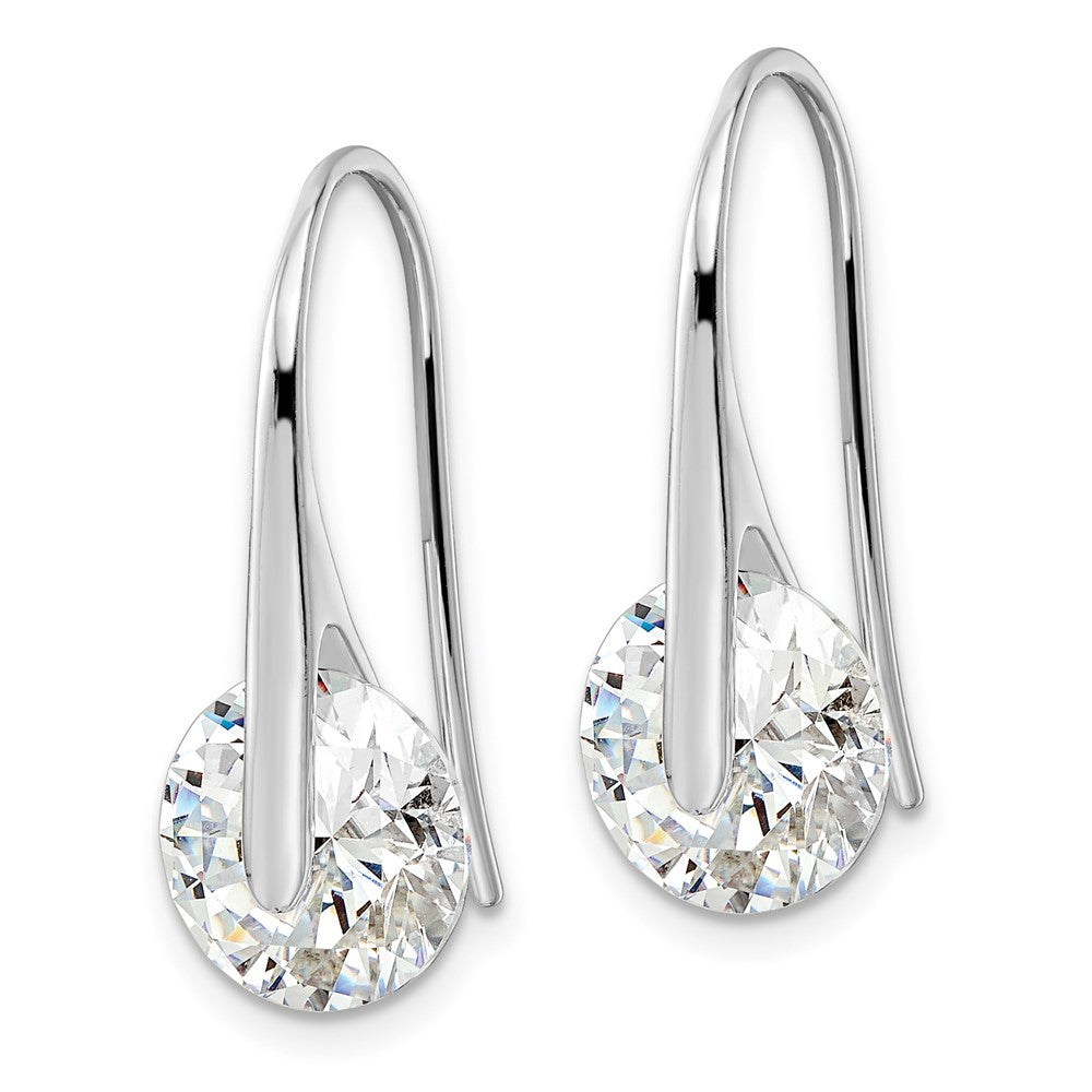 FJC Finejewelers 925 Sterling Silver Rhodium Plated Polished Round CZ Dangle Earrings 24 x 10 mm