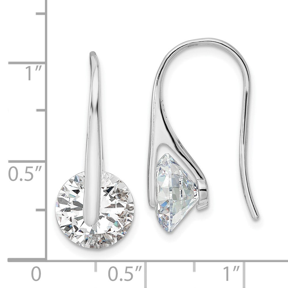 FJC Finejewelers 925 Sterling Silver Rhodium Plated Polished Round CZ Dangle Earrings 24 x 10 mm