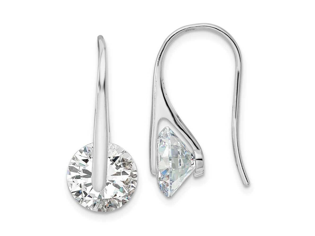 FJC Finejewelers 925 Sterling Silver Rhodium Plated Polished Round CZ Dangle Earrings 24 x 10 mm