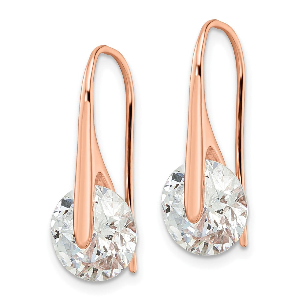 FJC Finejewelers 925 Sterling Silver Rose-tone Polished Round CZ Dangle Earrings 24 x 10 mm