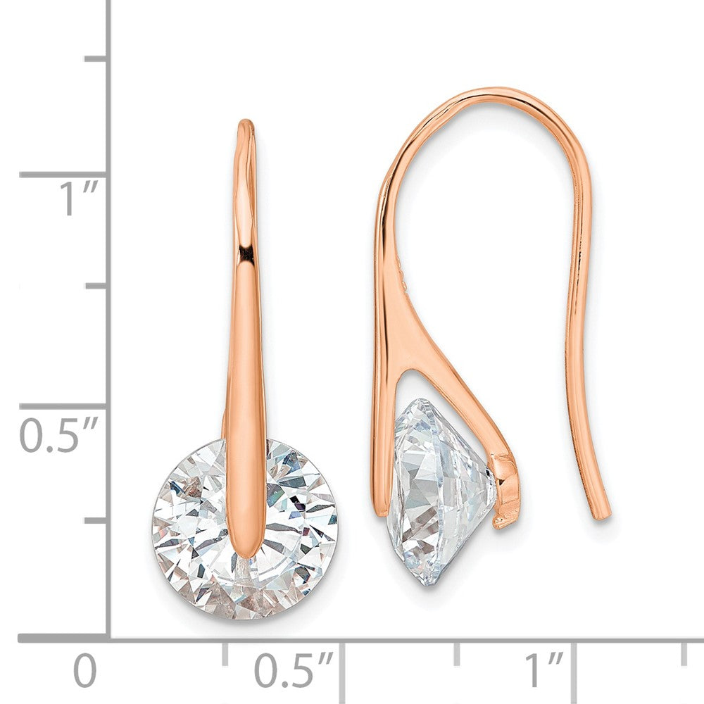 FJC Finejewelers 925 Sterling Silver Rose-tone Polished Round CZ Dangle Earrings 24 x 10 mm