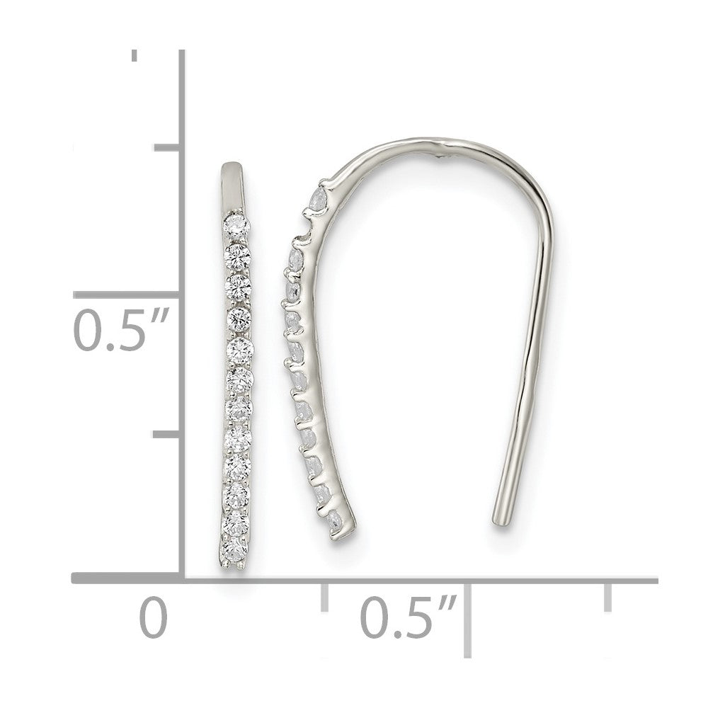 FJC Finejewelers 925 Sterling Silver Dangle Polished CZ Threader Earrings 17 x 1 mm