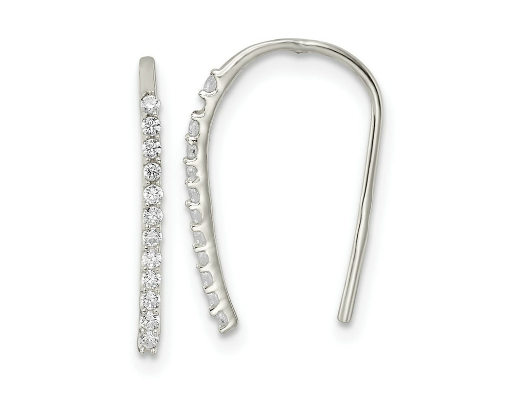 FJC Finejewelers 925 Sterling Silver Dangle Polished CZ Threader Earrings 17 x 1 mm