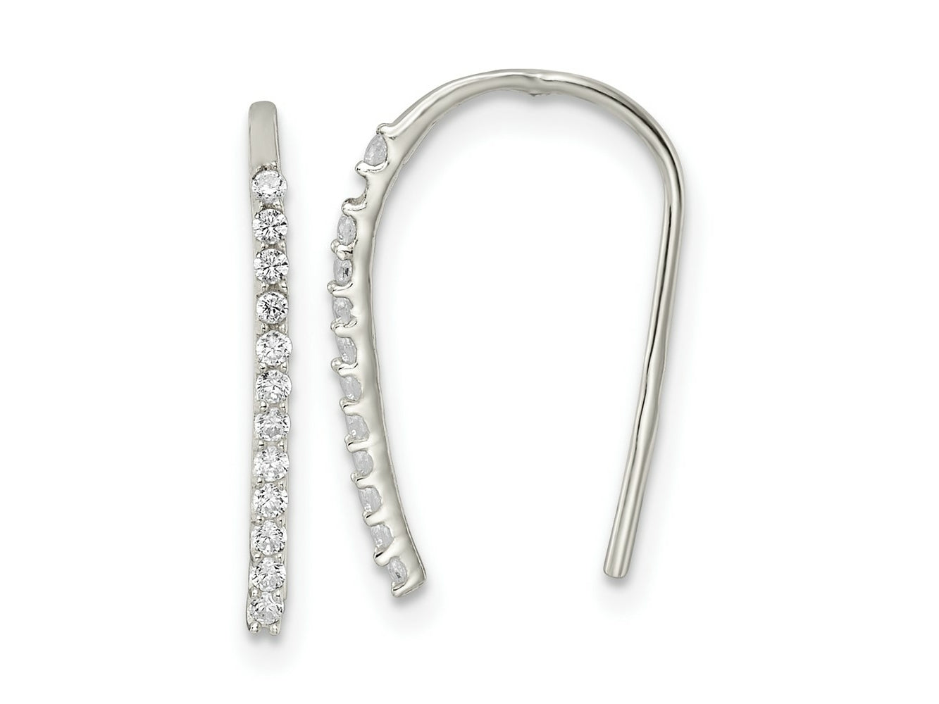 FJC Finejewelers 925 Sterling Silver Dangle Polished CZ Threader Earrings 17 x 1 mm