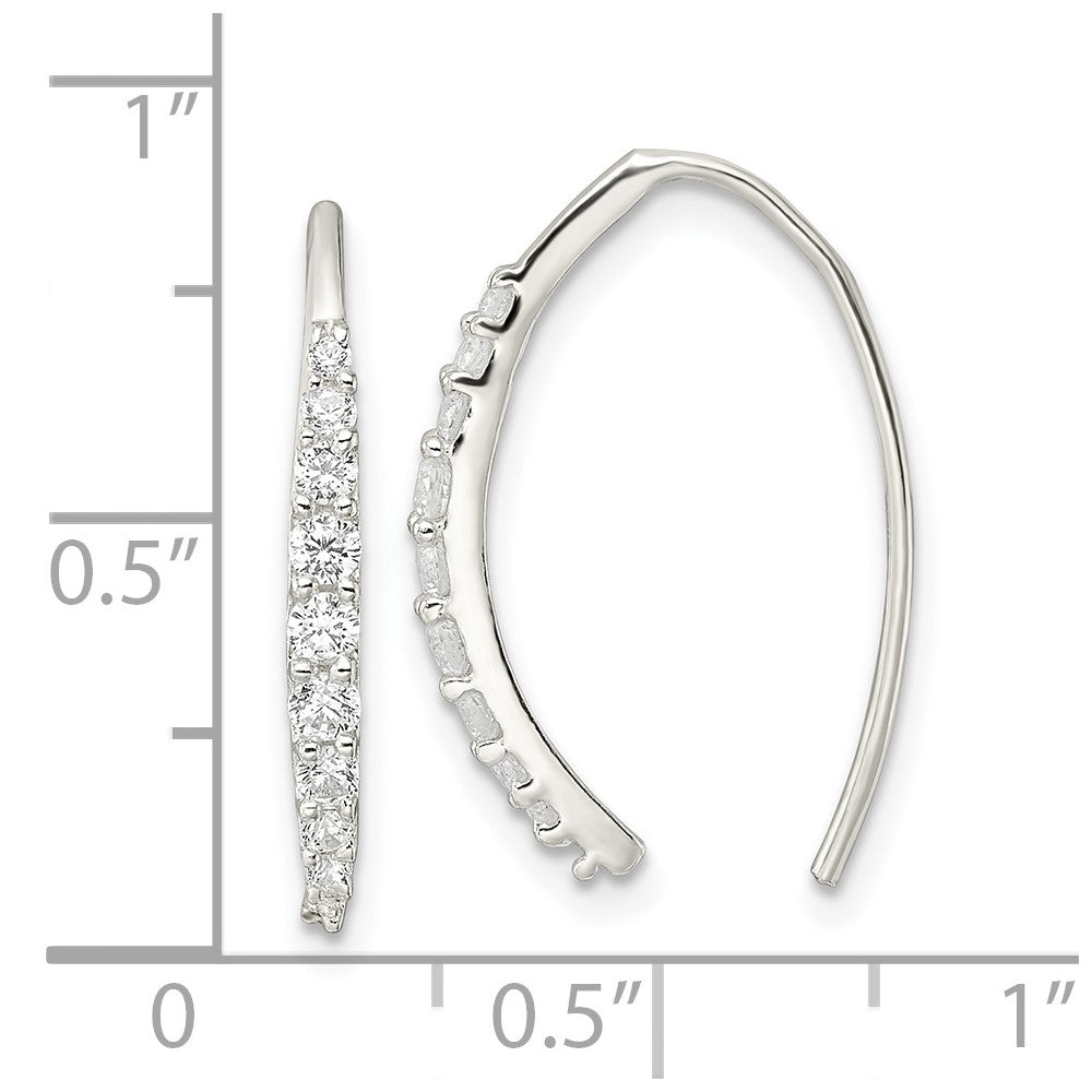 FJC Finejewelers 925 Sterling Silver Dangle Polished CZ Threader Earrings 20 x 2 mm