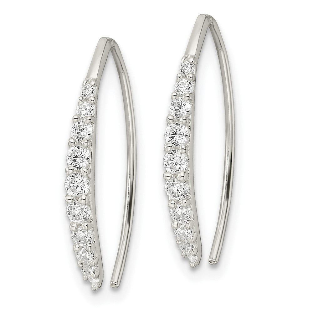FJC Finejewelers 925 Sterling Silver Dangle Polished CZ Threader Earrings 20 x 2 mm