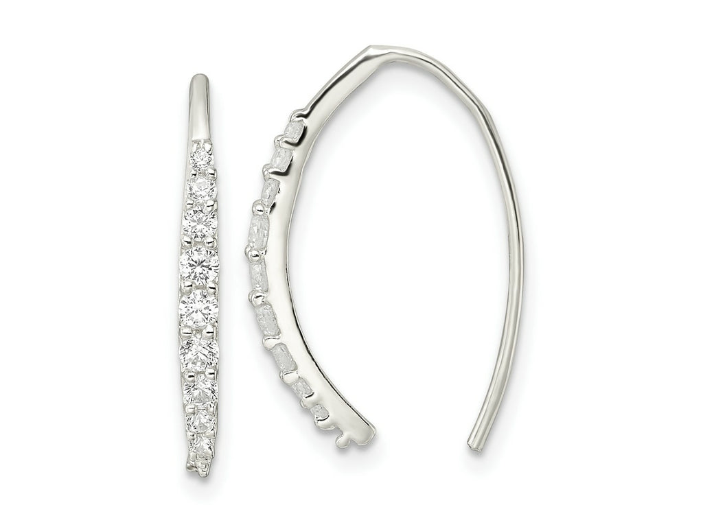 FJC Finejewelers 925 Sterling Silver Dangle Polished CZ Threader Earrings 20 x 2 mm