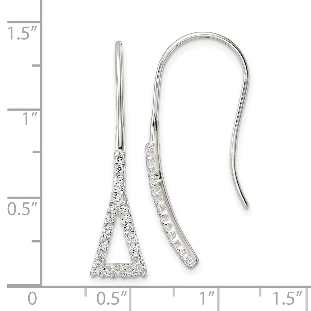 FJC Finejewelers 925 Sterling Silver Polished Triangle CZ Dangle Earrings 33 x 7 mm