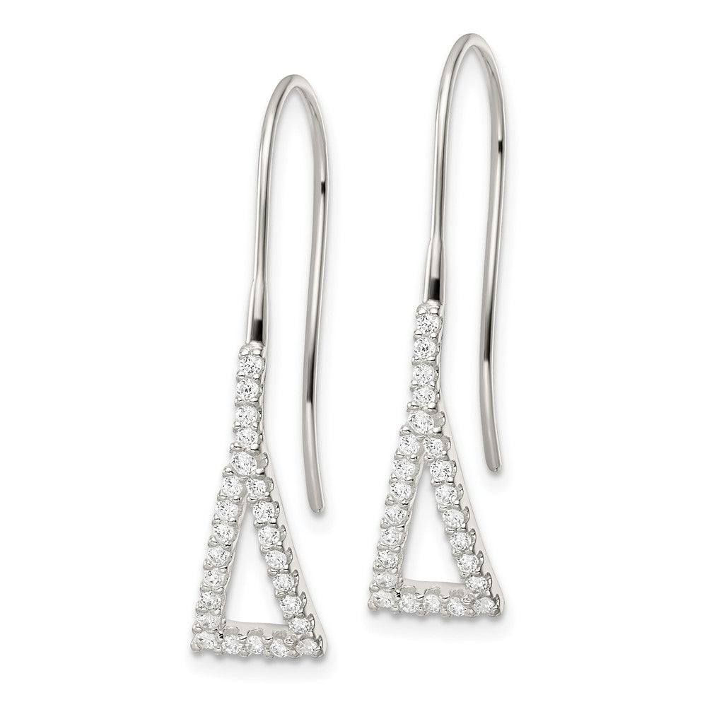 FJC Finejewelers 925 Sterling Silver Polished Triangle CZ Dangle Earrings 33 x 7 mm