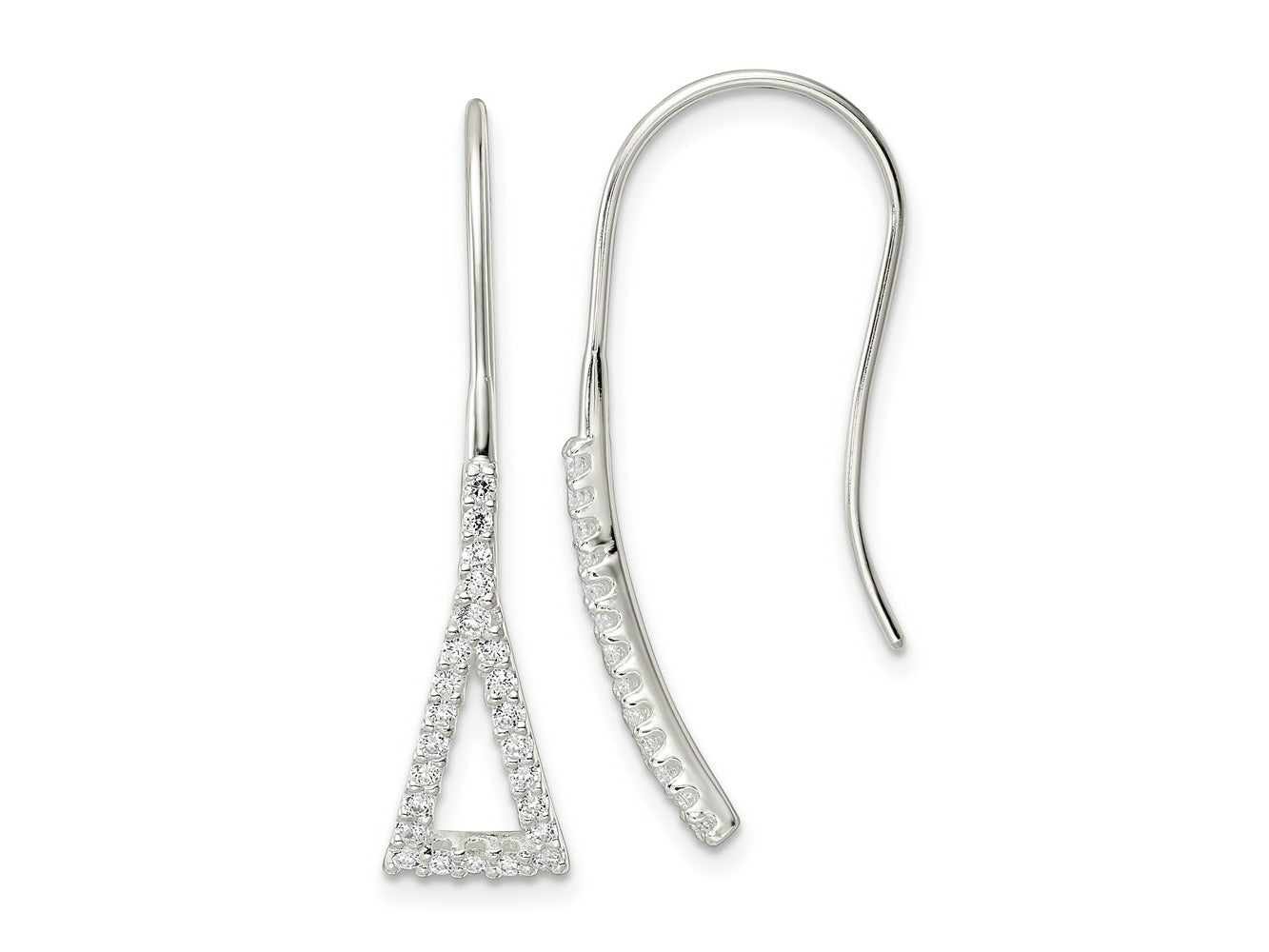 FJC Finejewelers 925 Sterling Silver Polished Triangle CZ Dangle Earrings 33 x 7 mm