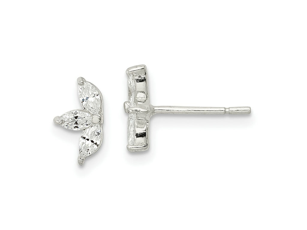 FJC Finejewelers 925 Sterling Silver Button Polished Marquise CZ Flower Post Earrings 8 x 5 mm