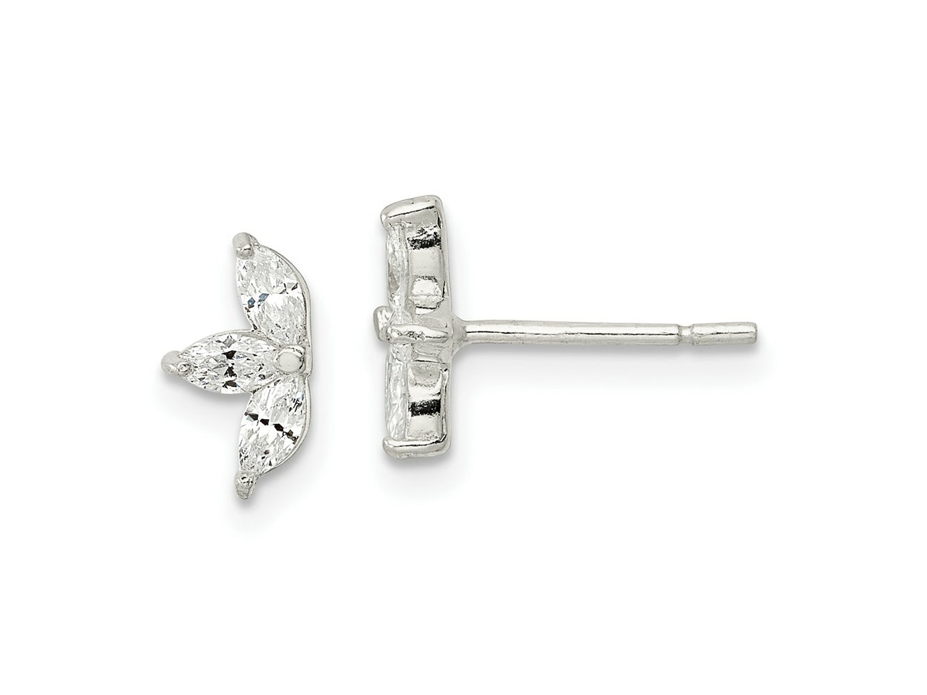 FJC Finejewelers 925 Sterling Silver Button Polished Marquise CZ Flower Post Earrings 8 x 5 mm