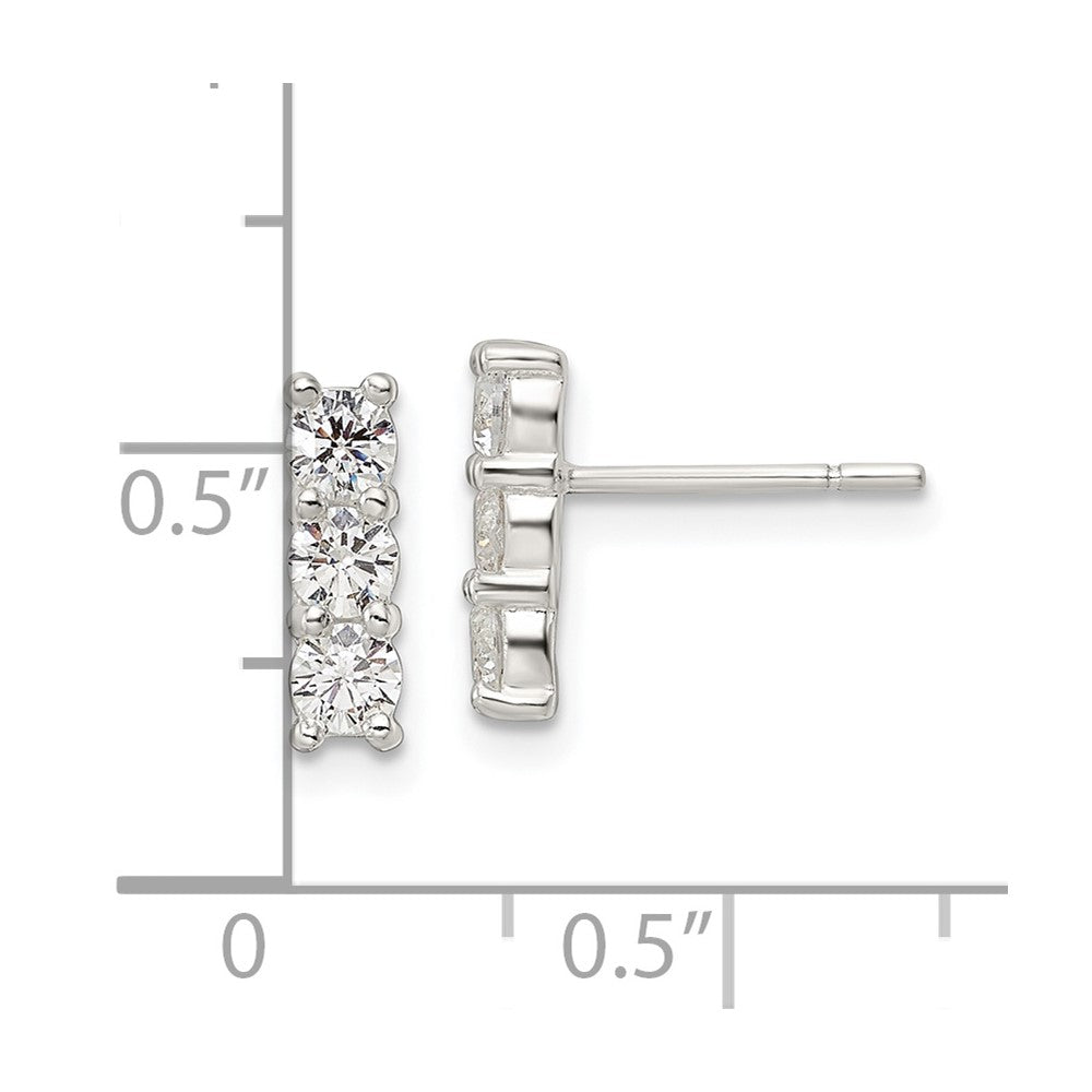 FJC Finejewelers 925 Sterling Silver Dangle Polished Three CZ Post Earrings 10 x 3 mm