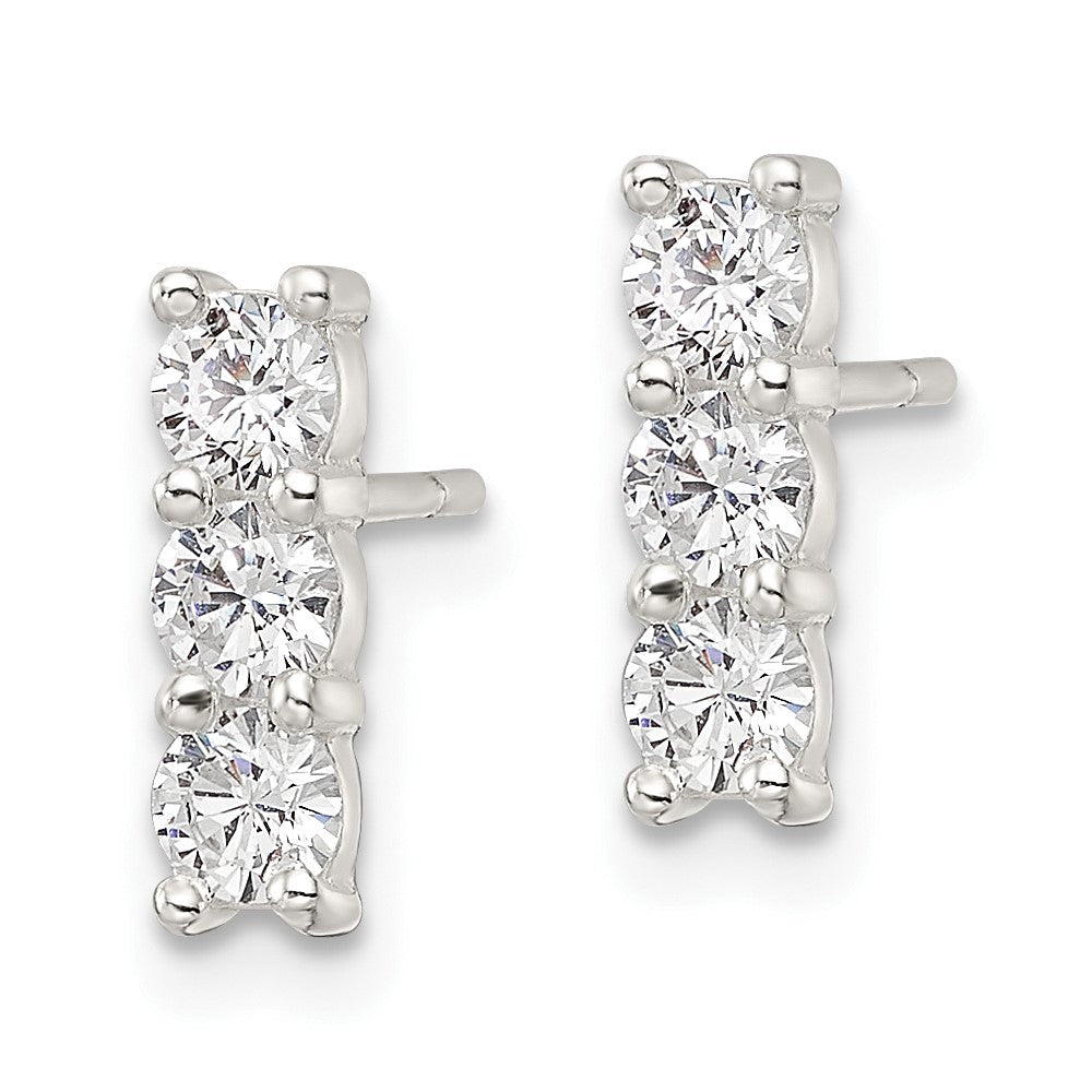 FJC Finejewelers 925 Sterling Silver Dangle Polished Three CZ Post Earrings 10 x 3 mm