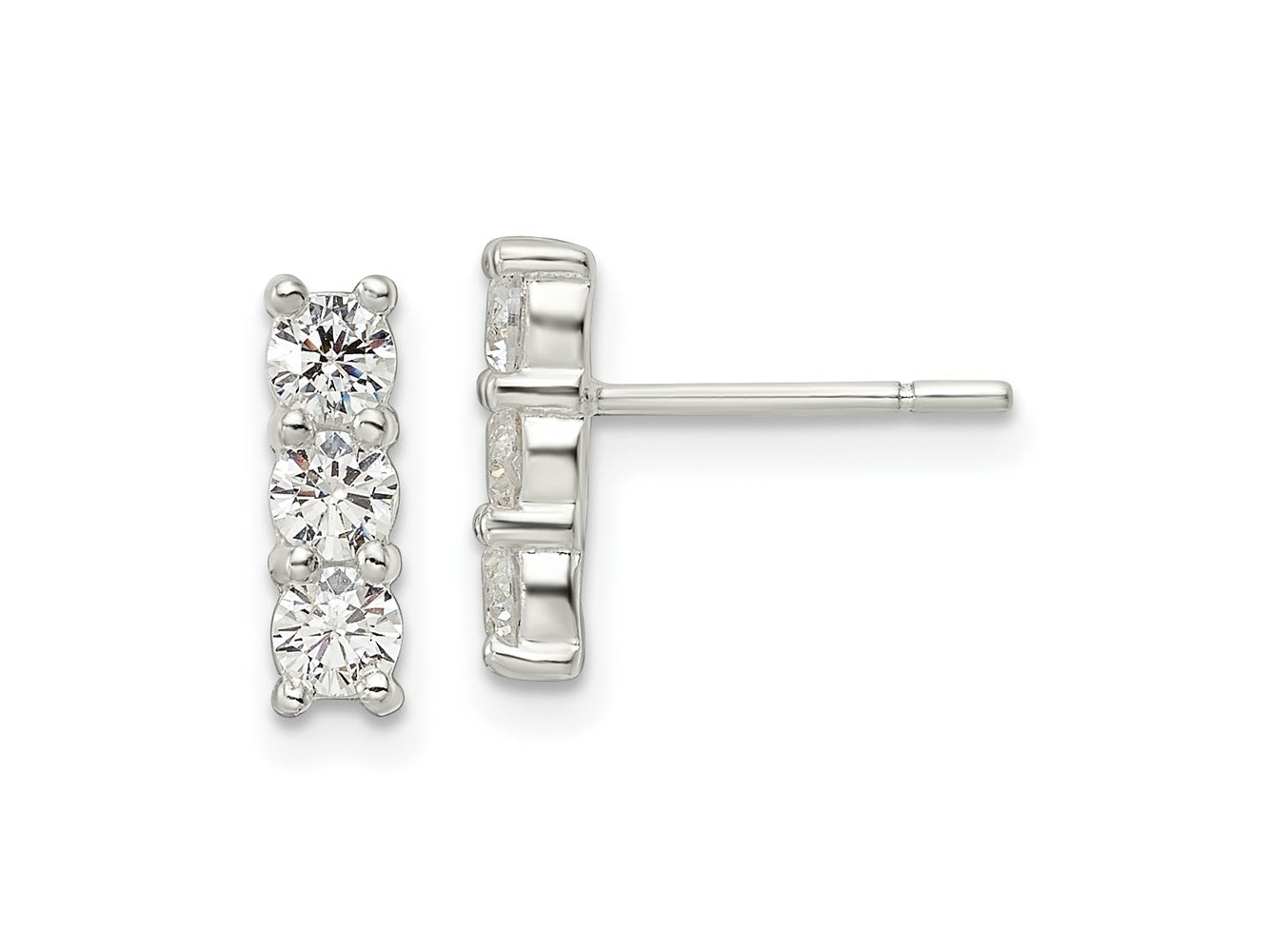 FJC Finejewelers 925 Sterling Silver Dangle Polished Three CZ Post Earrings 10 x 3 mm