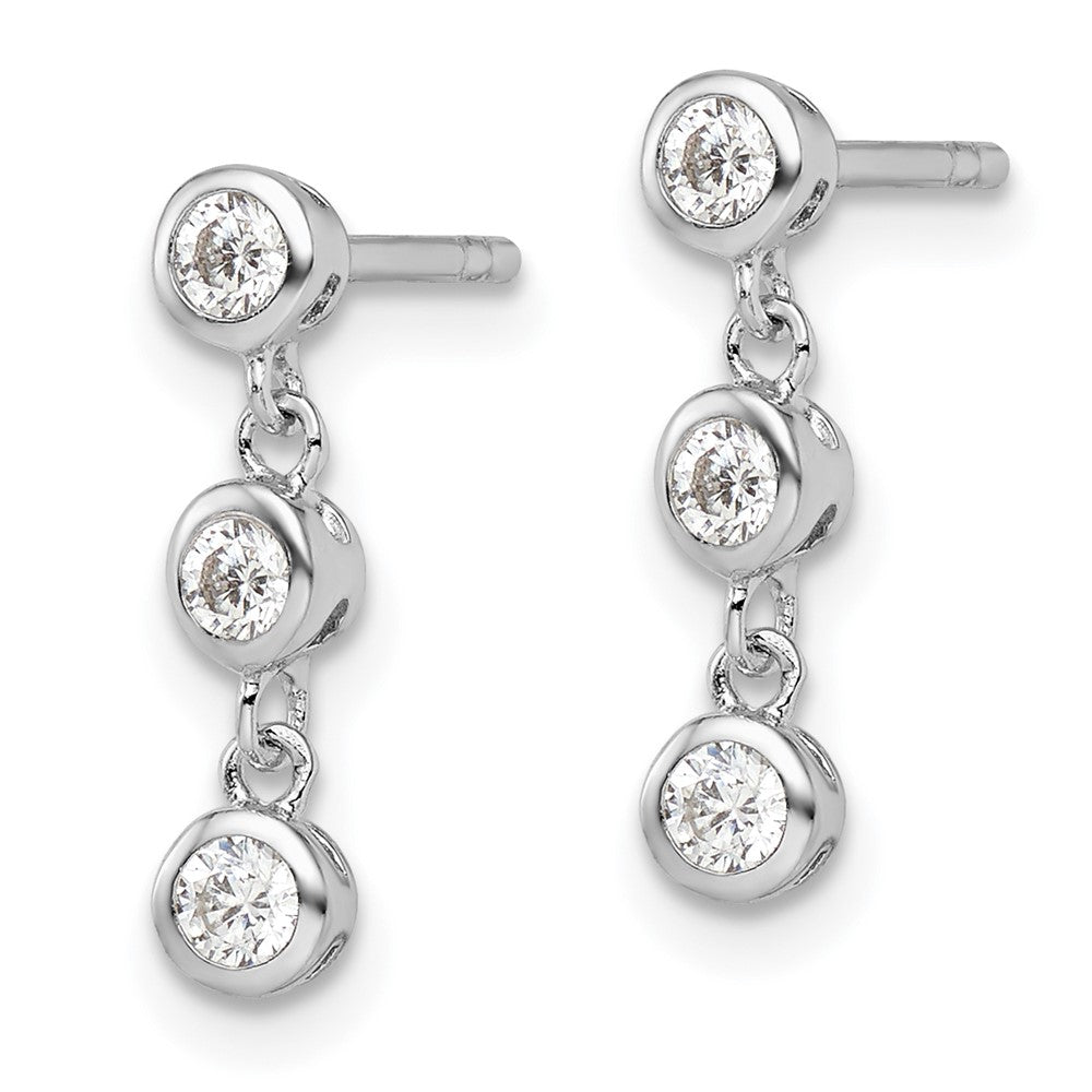 FJC Finejewelers 925 Sterling Silver Rhodium Plated Polished Three CZ Post Dangle Earrings 15 x 3 mm
