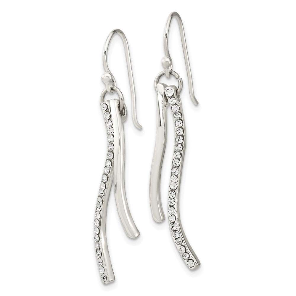 FJC Finejewelers 925 Sterling Silver Polished CZ Wavy Bar Dangle Shephard Hook Earrings 42 x 8 mm