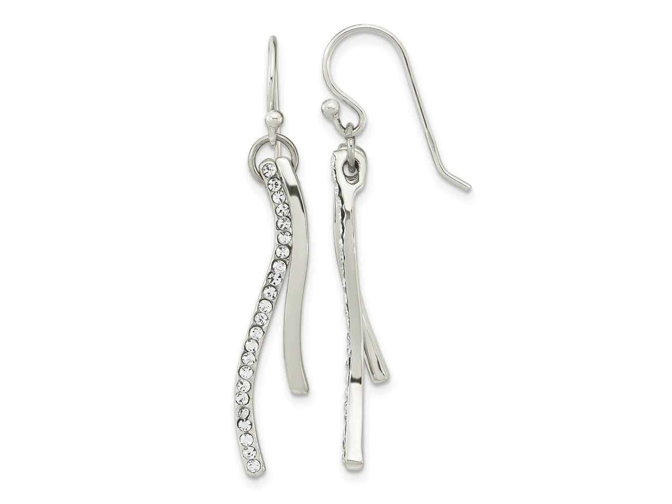 FJC Finejewelers 925 Sterling Silver Polished CZ Wavy Bar Dangle Shephard Hook Earrings 42 x 8 mm